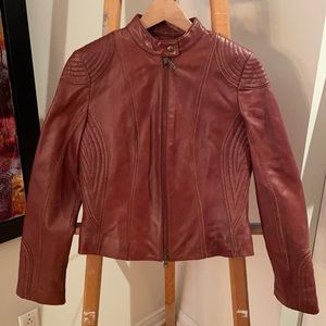 Danier leather bomber jacket size Small, Red